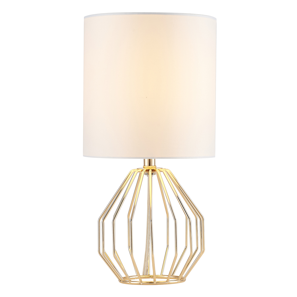 COTULIN Table Lamp,Gold Lamps for Bedroom,Modern Hollowed Out Base Small Table Lamp with White Fabric Shade for Living Room